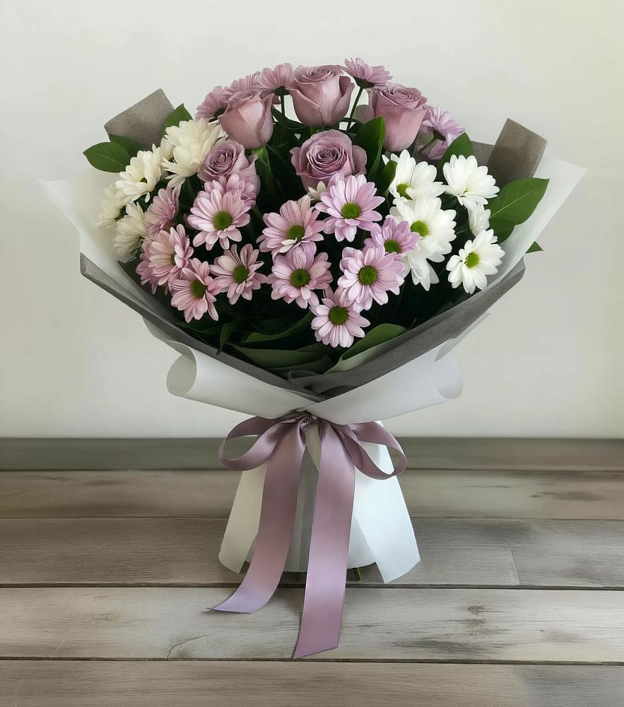 Букет цветов из: Хризантемы и Розы в Северодвинске