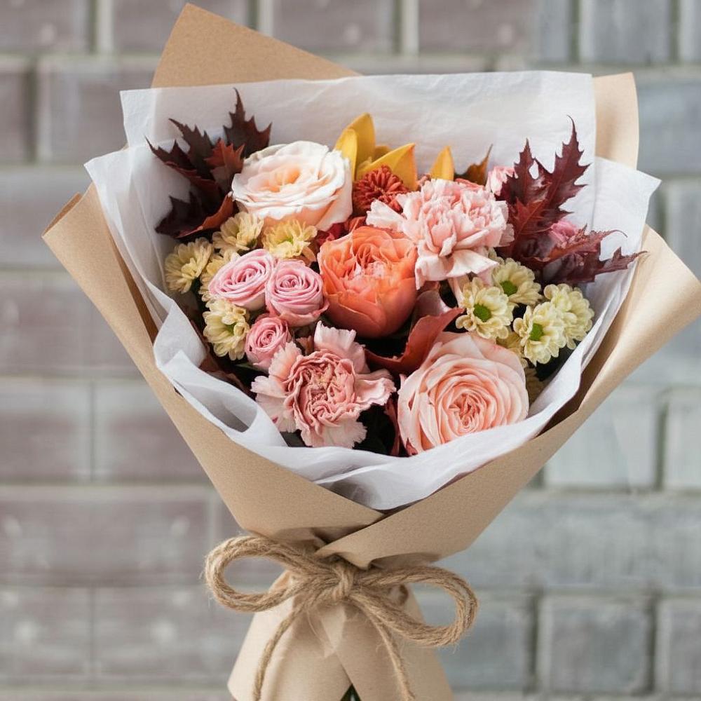 Букет цветов из: Гвоздики, Хризантемы и Розы в Северодвинске