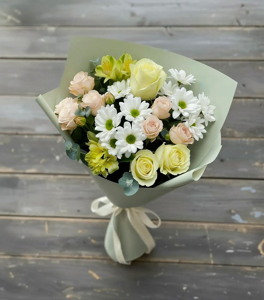 Букет цветов из: Альстромерии, Розы и Хризантемы в Северодвинске