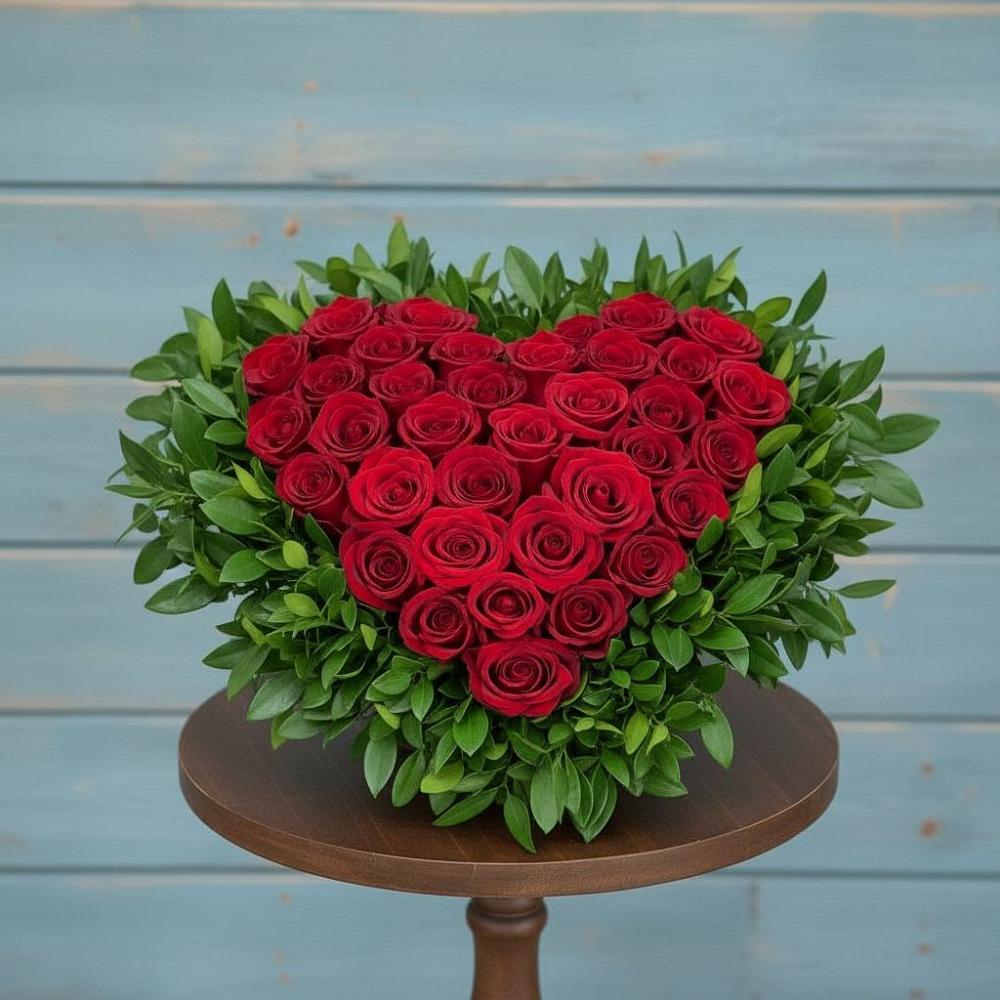 Цветочная композиция из Розы в виде сердца в Северодвинске