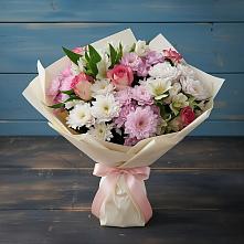 Букет цветов из:  Хризантемы, Альстромерии и Розы в Северодвинске