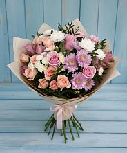 Букет цветов из:  Хризантемы, Розы и Альстромерии в Северодвинске